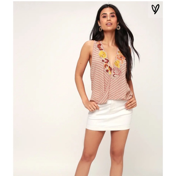 FREE PEOPLE Frida Floral Striped Drape Tank Top - Picture 2 of 16